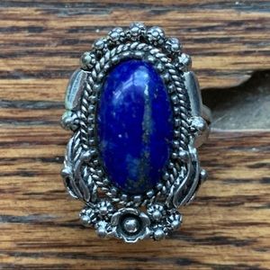 Lapis silver filigree ring